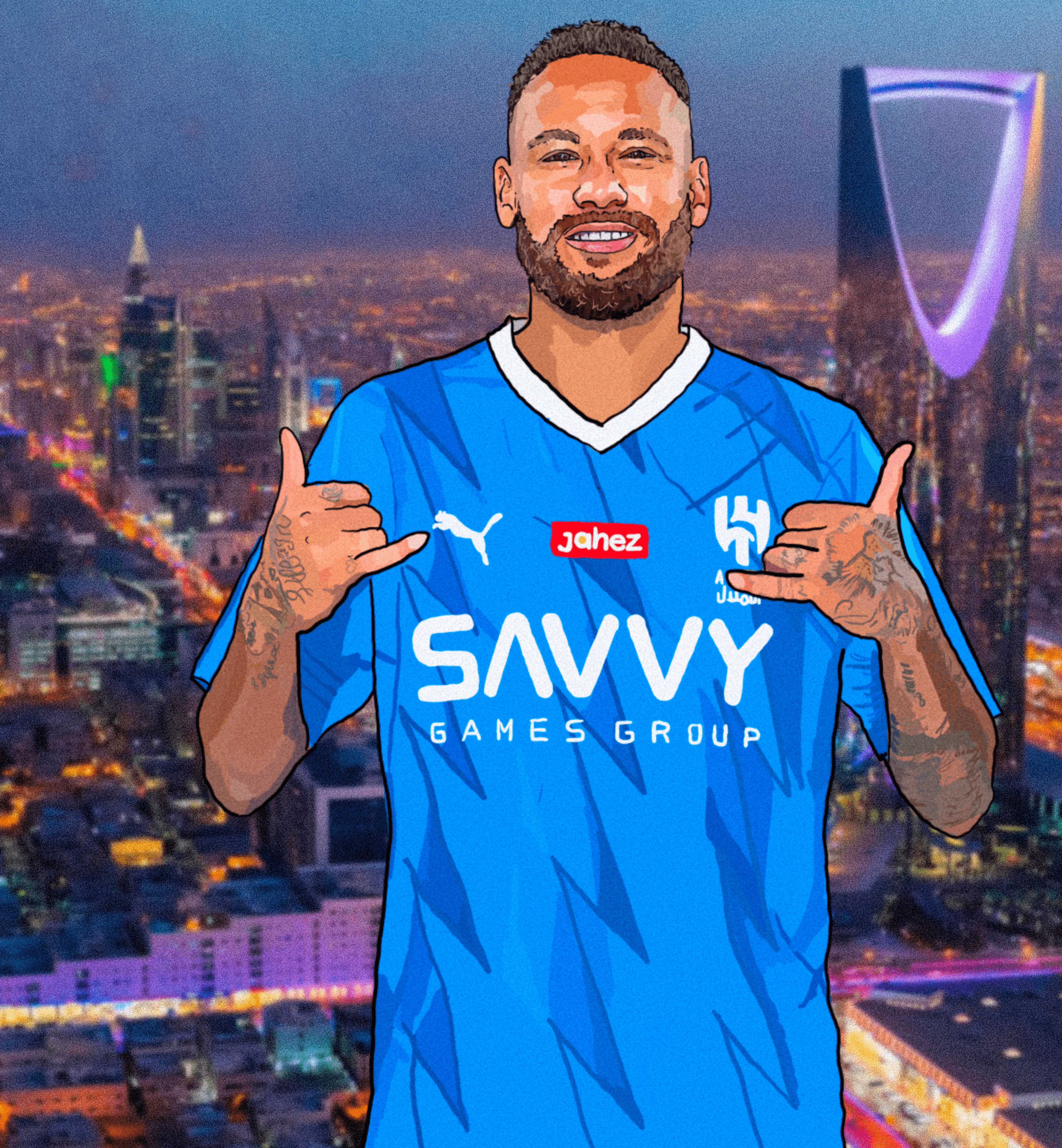 Neymar Al Hilal Art Heavyweight Art Print - Football Post - Perfect Gift - Birthday Present for Him