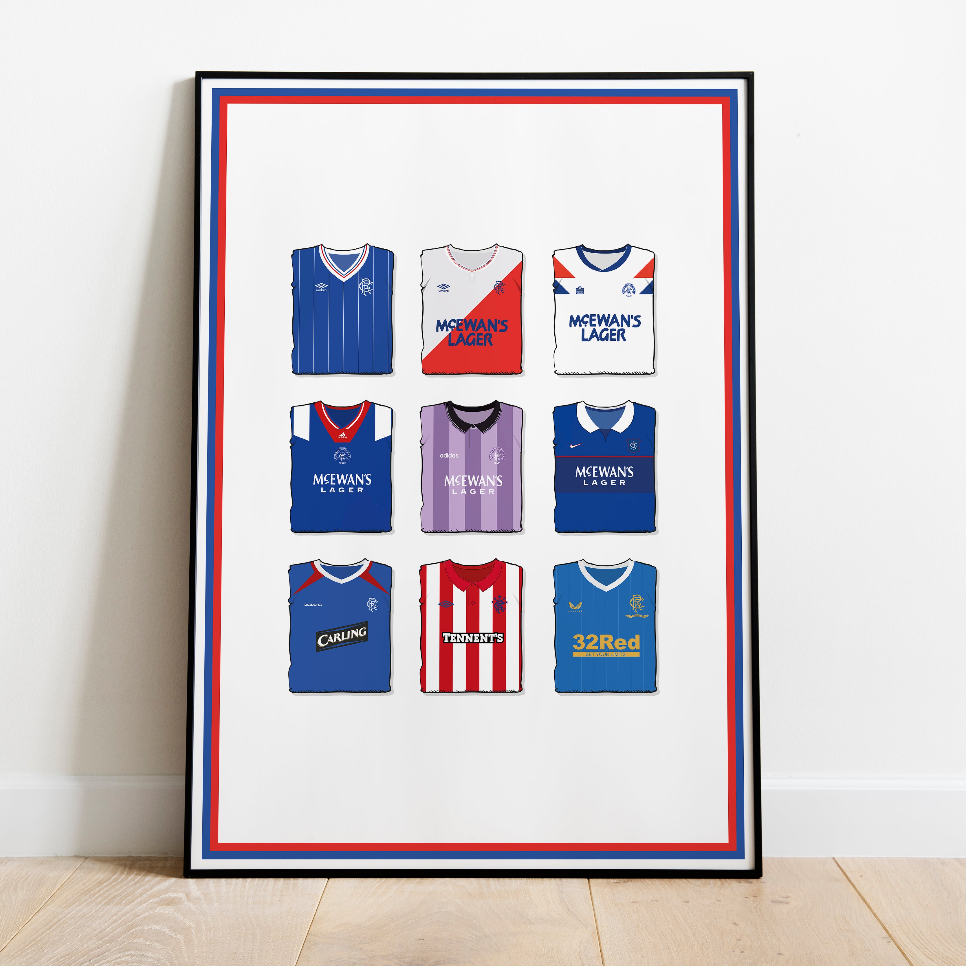 Rangers Collection Heavyweight Art Print - Football Post - Perfect Gift - Birthday Present for Him