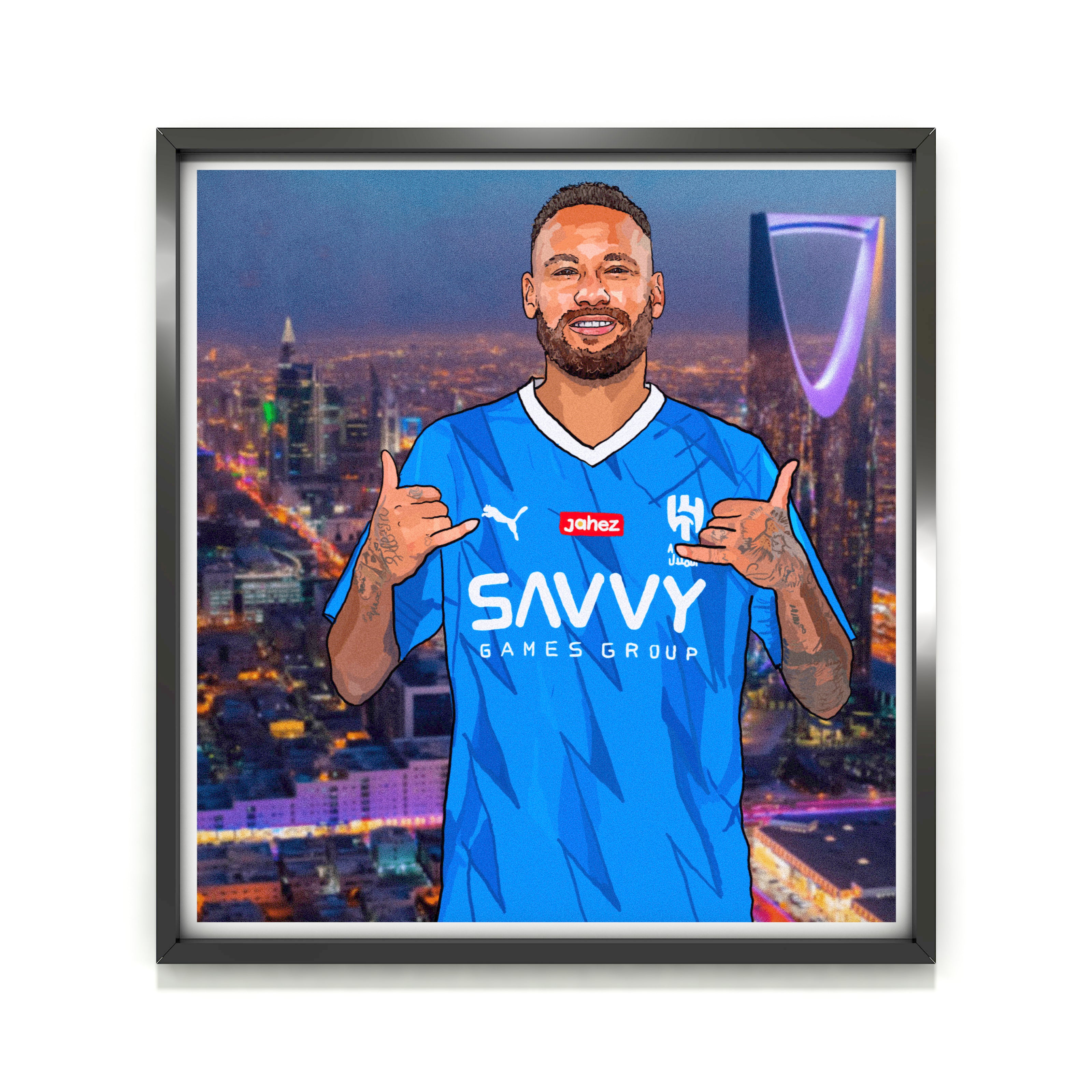 Neymar Al Hilal Art Heavyweight Art Print - Football Post - Perfect Gift - Birthday Present for Him