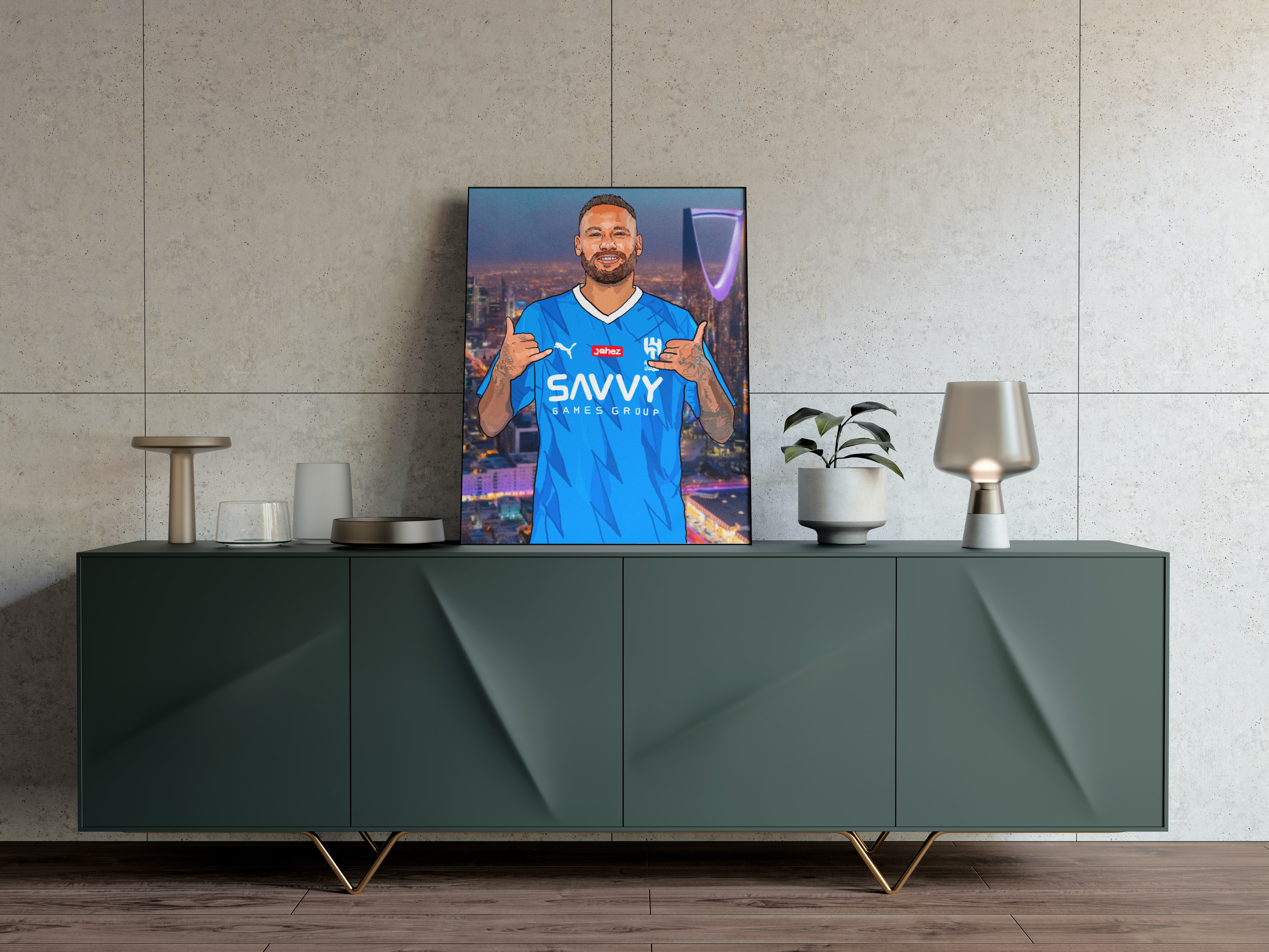 Neymar Al Hilal Art Heavyweight Art Print - Football Post - Perfect Gift - Birthday Present for Him
